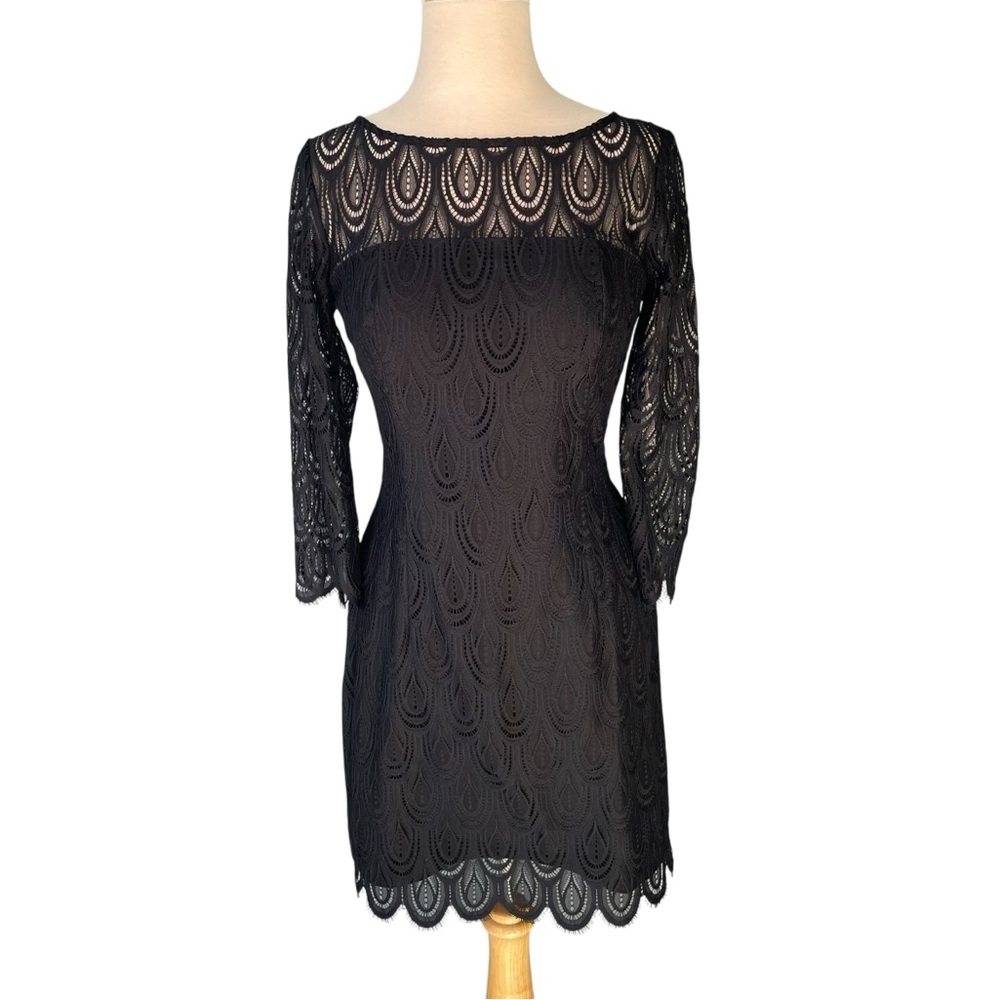 Lilly Pulitzer Hera Lace Sheath Dress Black Sz 4
